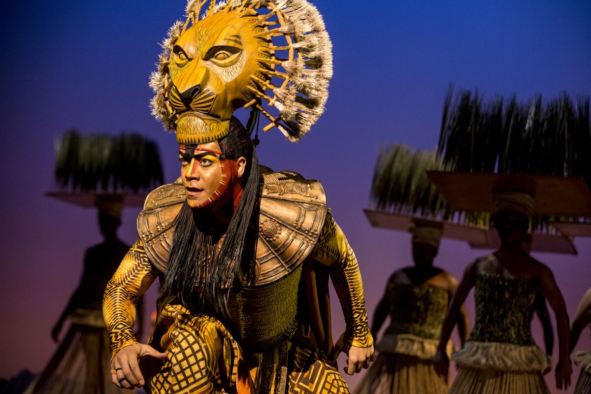 A scene from the North American touring production of "The Lion King," which arrives in San Diego on Aug. 24, 2022.
