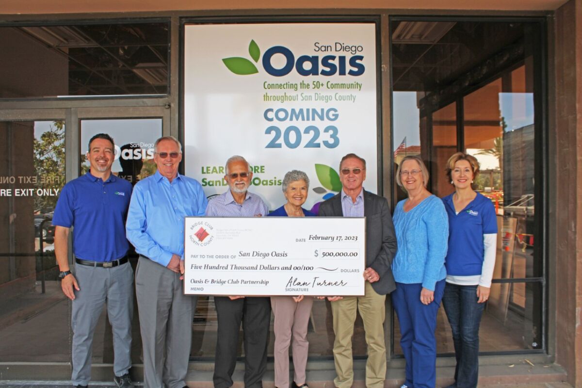 The Bridge Club of North County donated $500,000 to the San Diego Oasis 