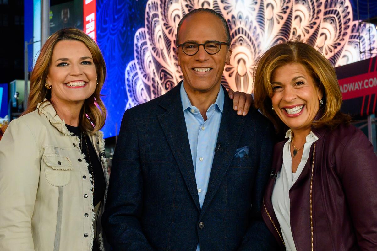 Savannah Guthrie, left, Lester Holt and Hoda Kotb host the new special "Inspiring America" on NBC.