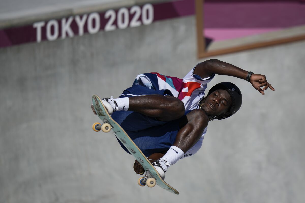 Zion Wright practices at the Tokyo Olympics on Tuesday.
