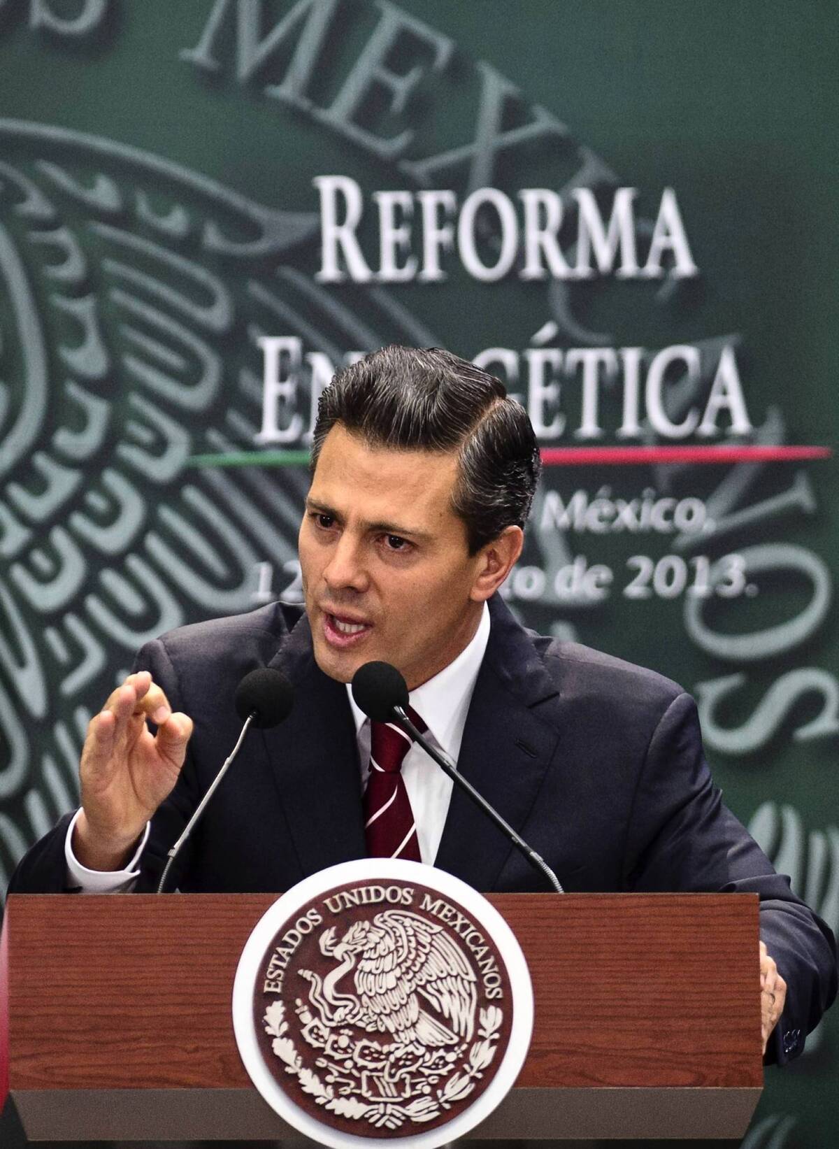 President Enrique Peña Nieto unveiled the proposal to reform Mexico's energy sector Monday, saying changes were necessary to make the state oil company, Petroleos Mexicanos, or Pemex, more efficient and to boost the economy.