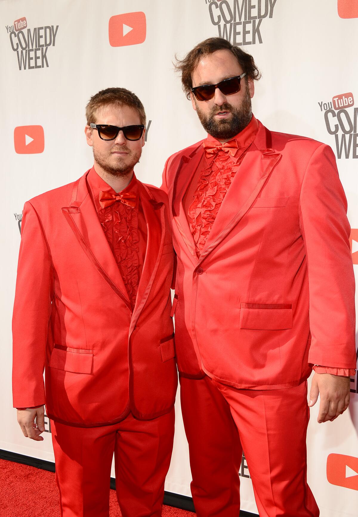 Eric Wareheim (left) and Tim Heidecker of Tim & Eric attends "The Big Live Comedy Show" presented by YouTube Comedy Week held at Culver Studios on May 19, 2013 in Culver City, California.