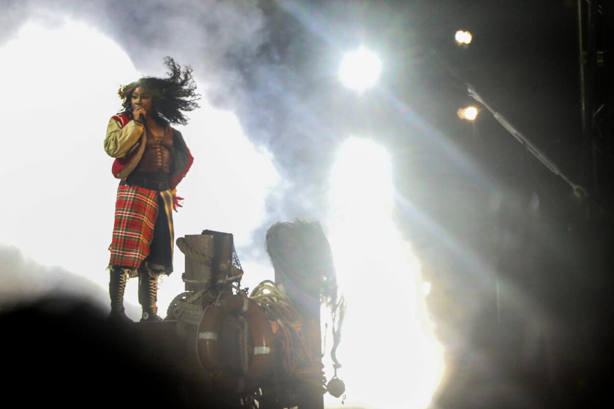 SZA performs at Camp Flog Gnaw on Sunday.