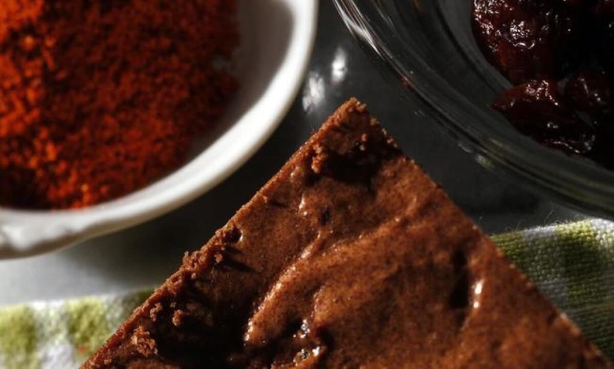 There's a cayenne kick in these. Recipe: Spicy cherry chocolate brownies