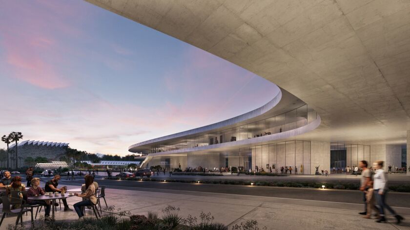An artist's rendering of LACMA's new building looking northwest.
