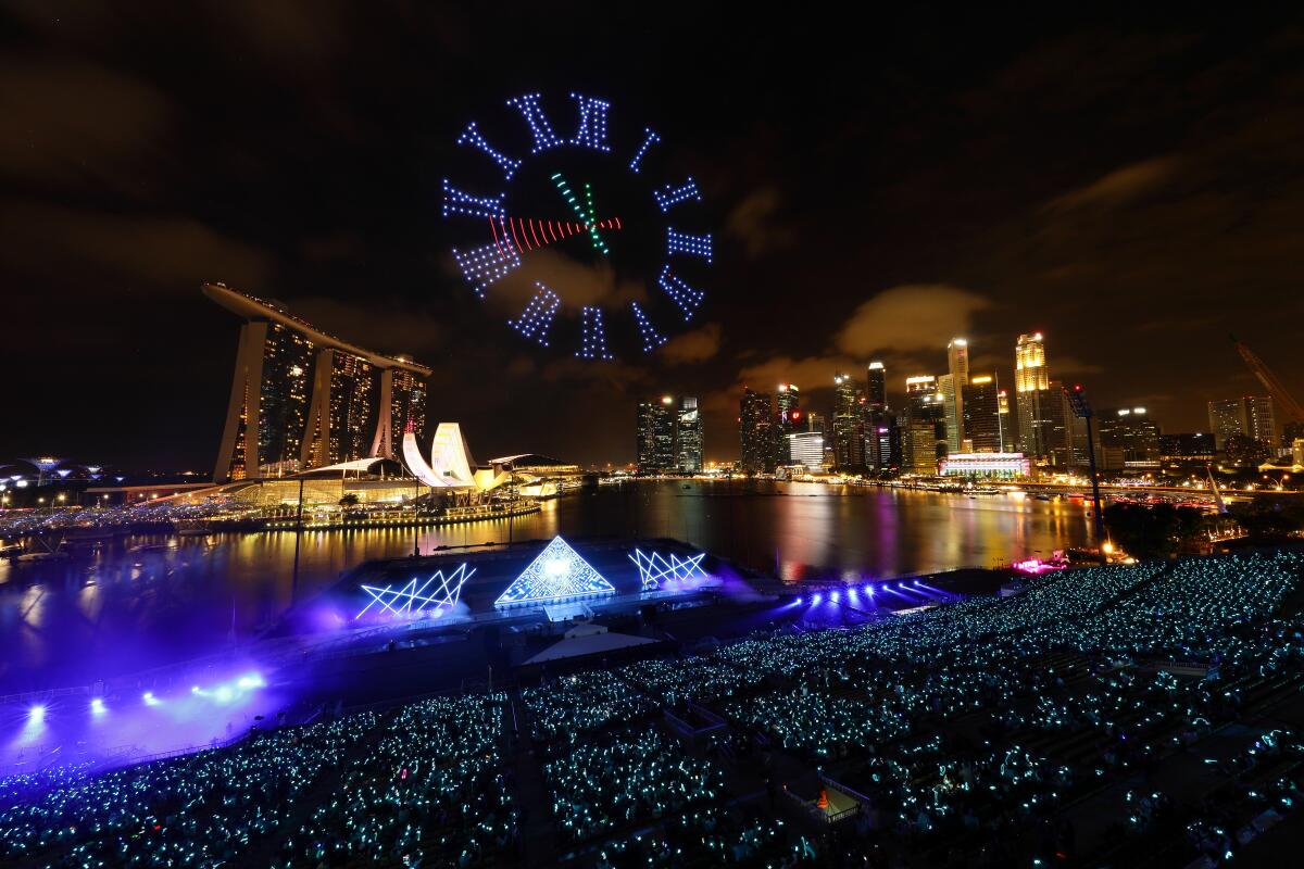  The New Year's countdown celebration at Marina Bay in Singapore on Dec. 31, 2019.