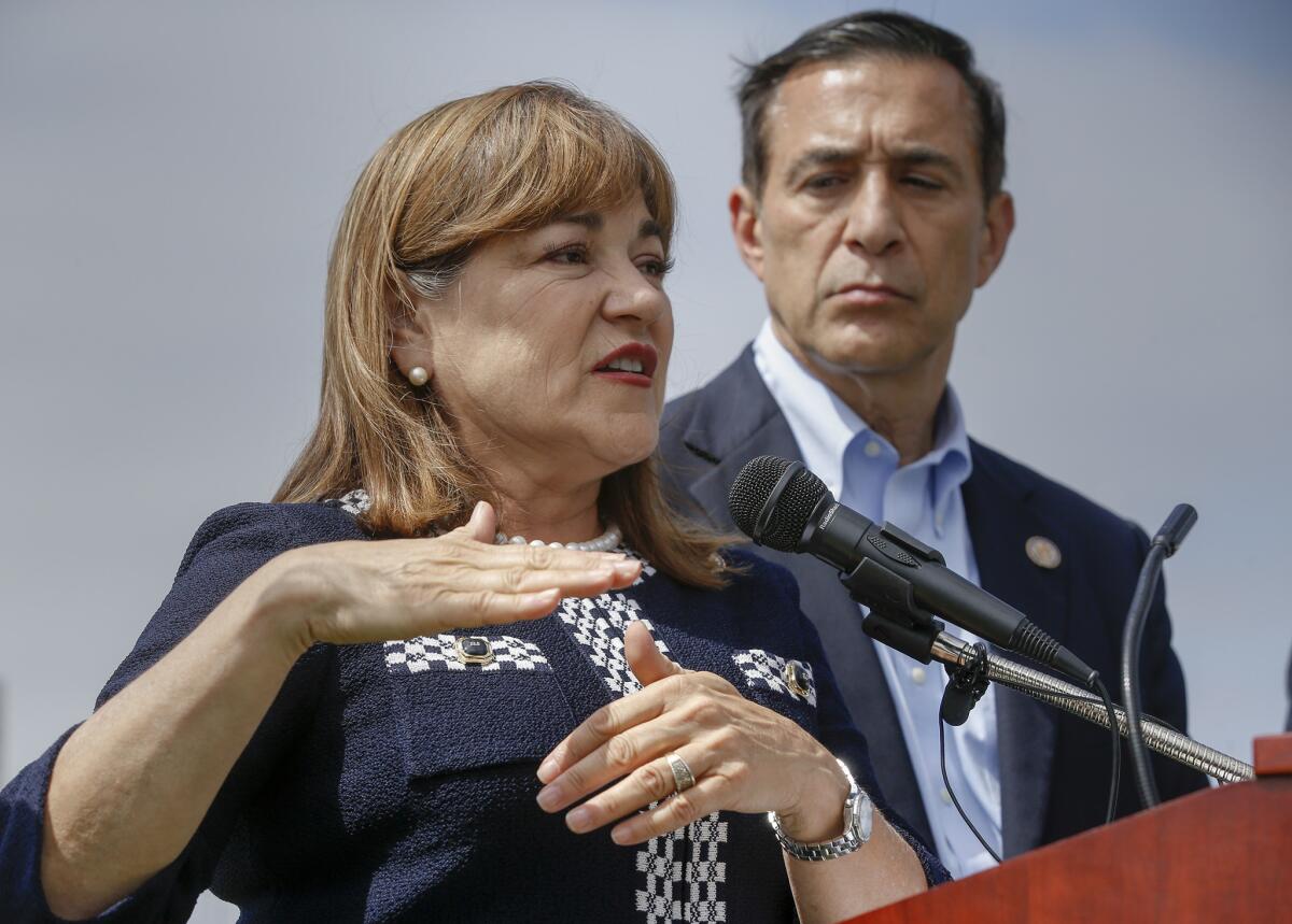 U.S. Reps. Loretta Sanchez (D-Orange) and Darrell Issa (R-Vista) participate in a bipartisan congressional fact-finding tour visiting several military bases and defense industries this month.
