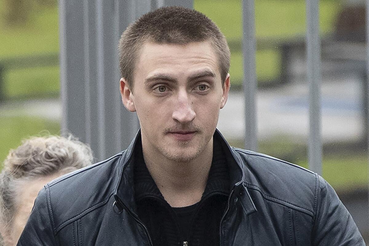 Russian actor Pavel Ustinov, 24, was found guilty earlier this month of assaulting a police officer at an opposition rally.