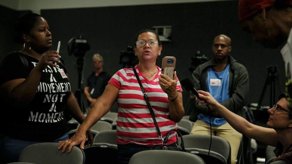 Estela Rodriguez, mother of Edwin Rodriguez, 24, who was shot by LA County Sheriff deputies, speaks at Los Angeles Police Commission meeting.