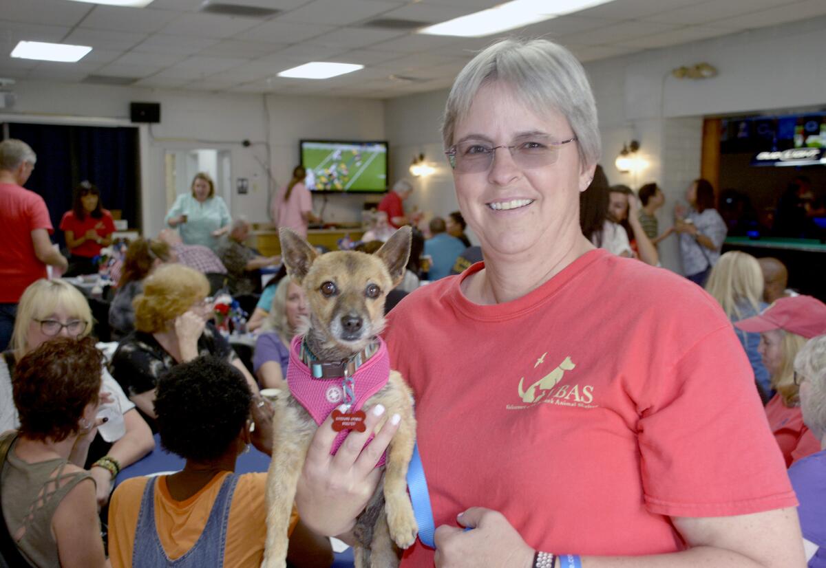 Kim Freed of the Volunteers of the Burbank Animal Shelter was on hand at last week’s breakfast fundraiser to introduce supporters to Kojack, who is currently up for adoption.