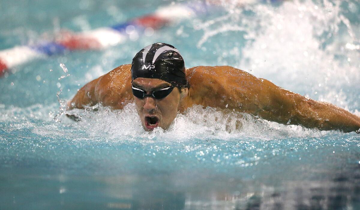 Michael Phelps competes in the Arena Pro Swim Series in Orlando, Fla., on Thursday.