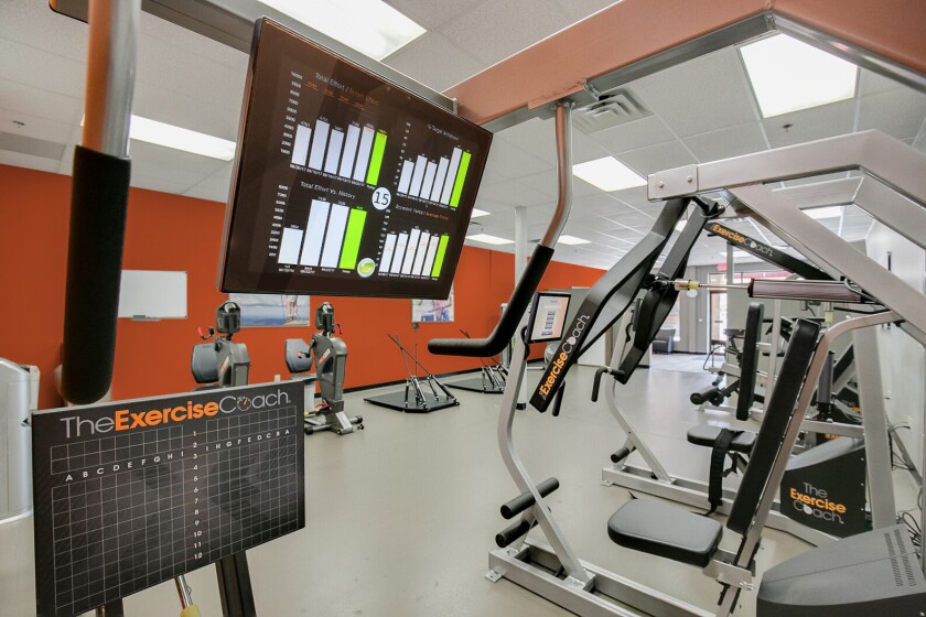 Exercise trainer equipment in the fitness studio