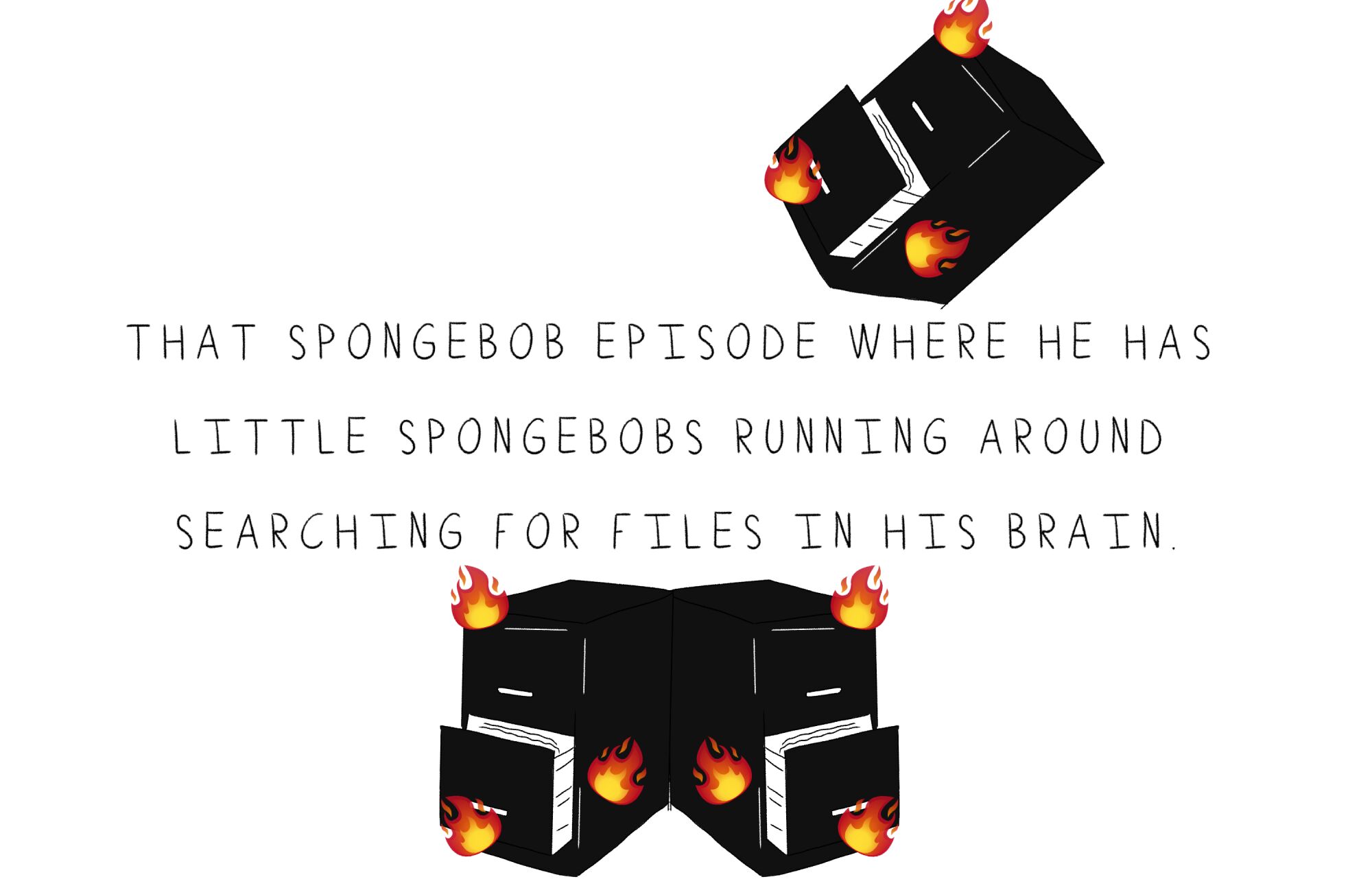 An illustration of burning file cabinets.