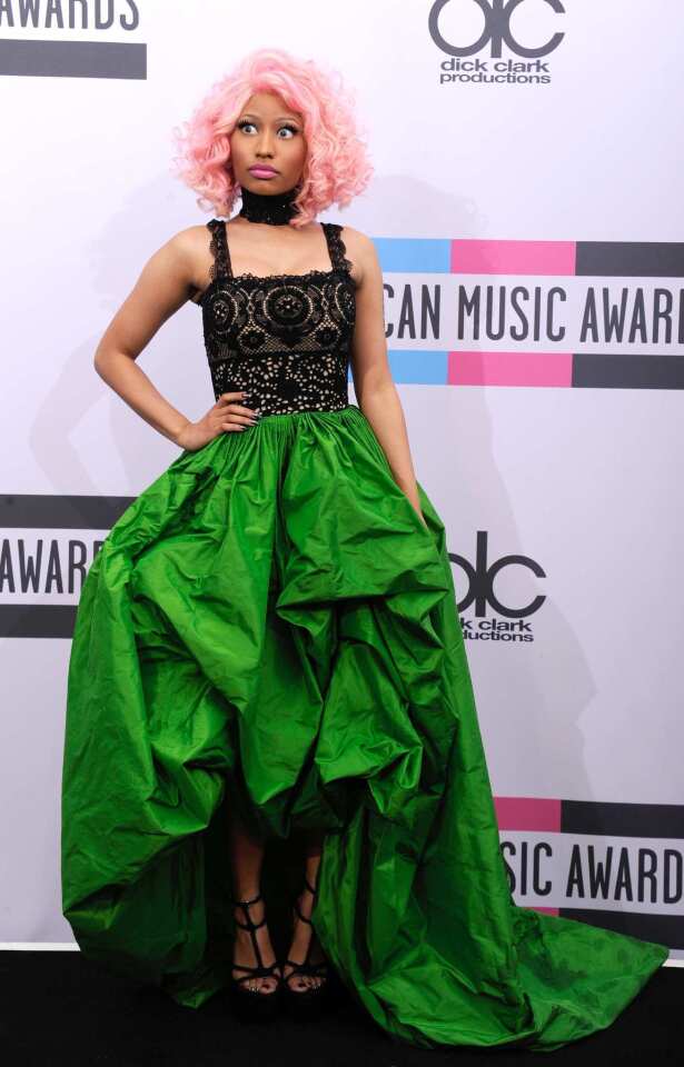 Nicki Minaj wears Oscar de la Renta.