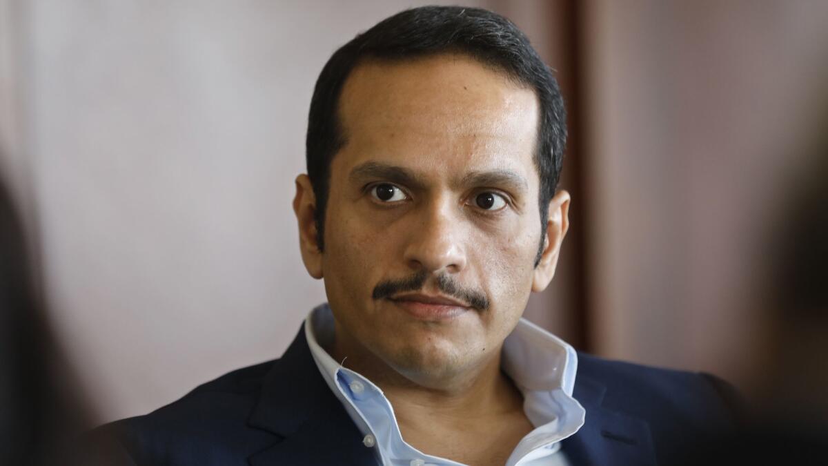 Sheik Mohammed bin Abdulrahman Al Thani, Qatar's Foreign Minister and Deputy Prime Minister at the Beverly Wilshire Hotel on Nov. 23, 2018.