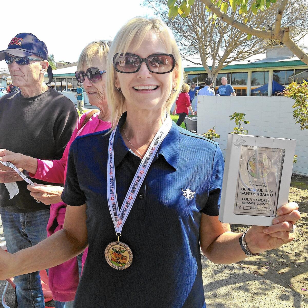 Juliann Scheafer, a bus driver for the Newport-Mesa Unified School District, took home a Fourth Place Individual award from the Orange County School Bus Roadeo in Garden Grove Saturday.