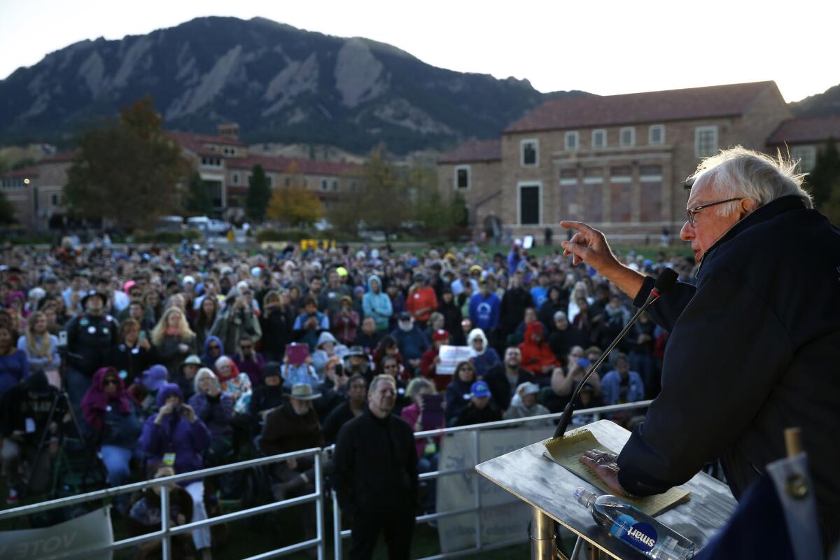 Former presidential candidate Sen. Bernie Sanders leads a rally this week in support of a Colorado ballot measure to establish the nation's first universal healthcare system
