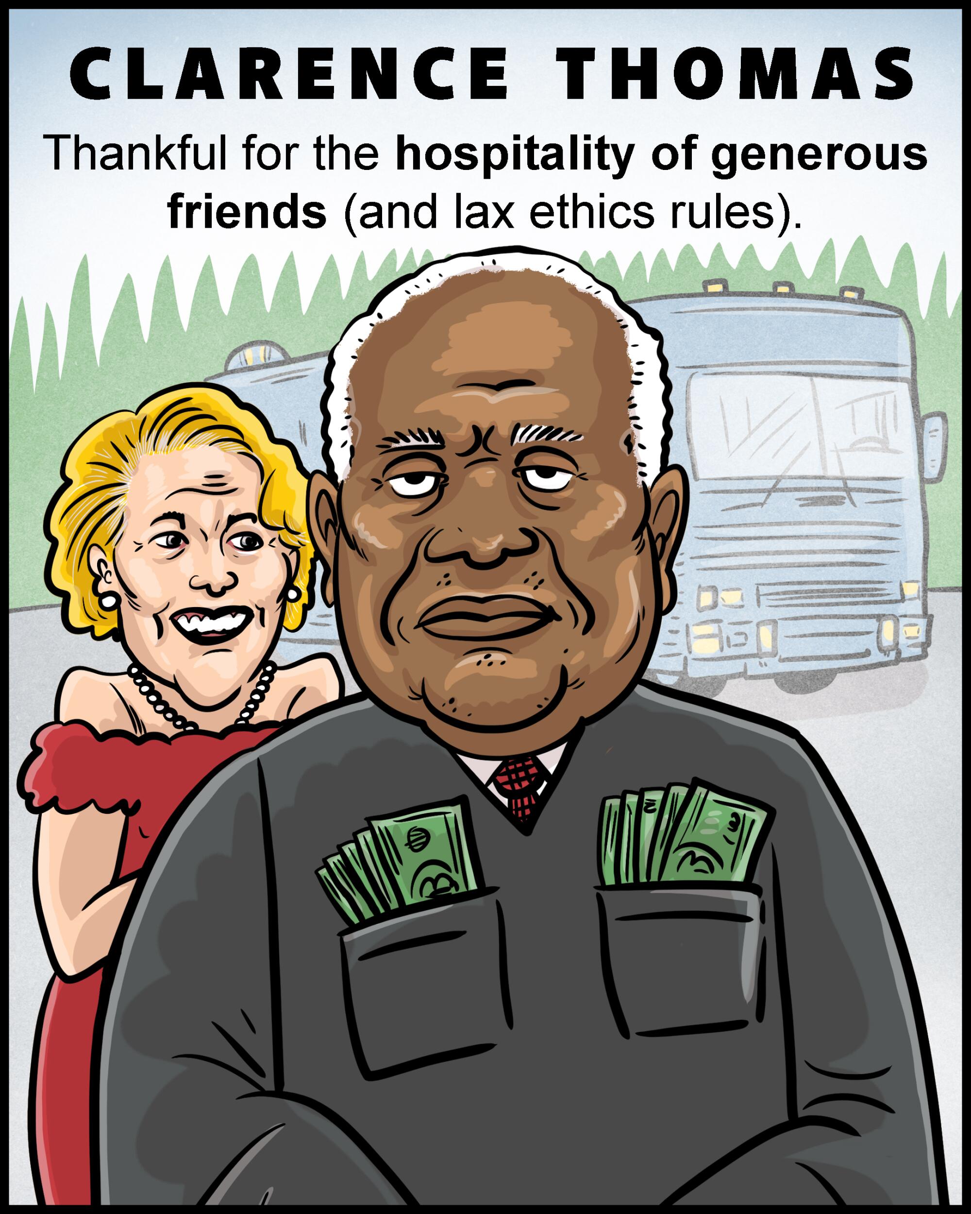 Clarence Thomas - Thankful for the hospitality of generous friends (and lax ethics rules).