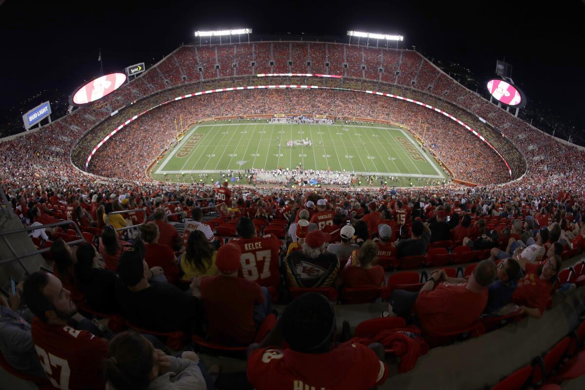 Kansas City Chiefs fans in Arrowhead Stadium.