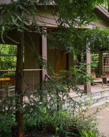 A cabin along the river at Glen Oaks.