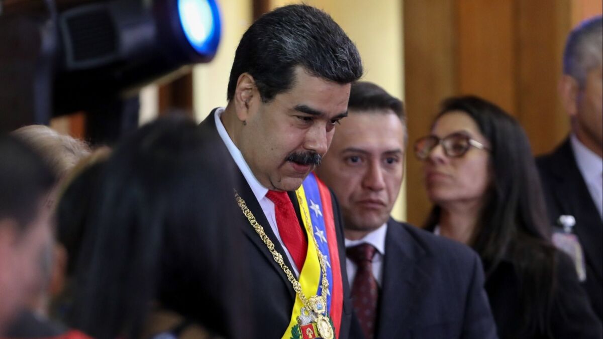 Venezuelan President Nicolas Maduro arrives at the opening ceremony of the judicial year in Caracas, Venezuela on Jan. 24.