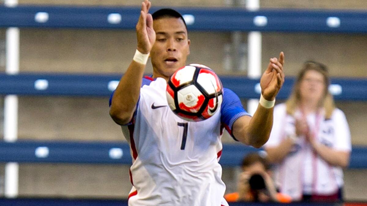 U.S. forward Bobby Wood receives a pass from a teammate during an exhibition game against Bolivia on May 28.