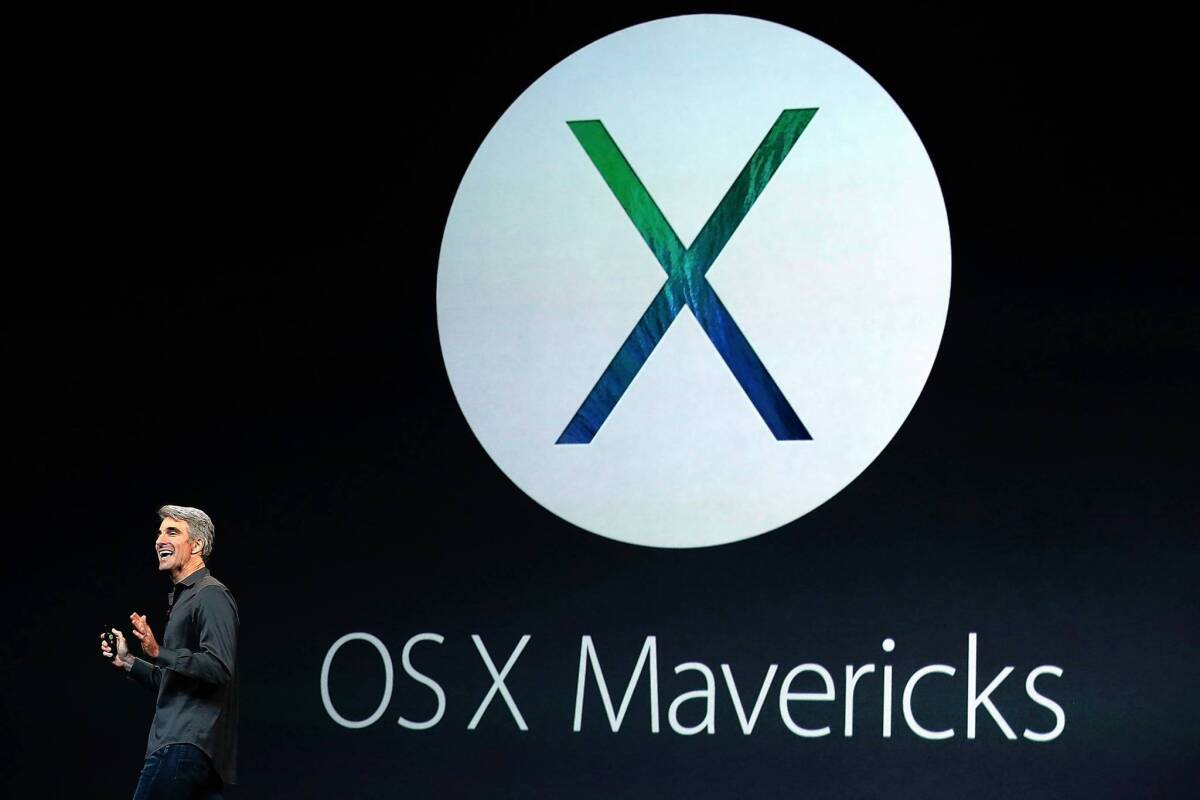 OS X Mavericks offers users a fresh, new look along with potentially longer battery life. Above, Apple executive Craig Federighi at an event in San Francisco.