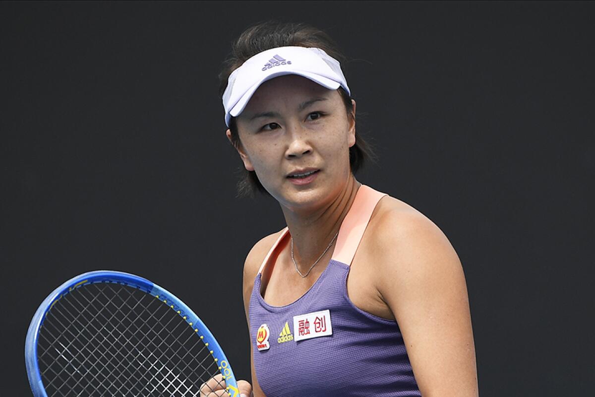 Peng Shuai on the tennis court last year.