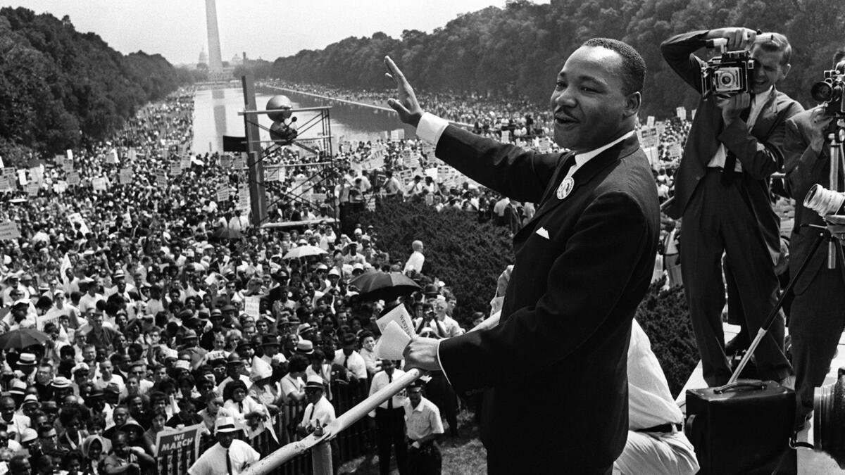 The Rev. Martin Luther King Jr. at the March on Washington in August 1963, four months after writing his "Letter From Birmingham Jail."