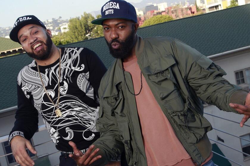 WEST HOLLYWOOD, CA., FEBUARY 1, 2019 --TV and podcast personalities (right) Desus Nice and Kid Mero, who are making the leap from their breakout hit on Viceland to Showtime with a new late-night talk show, 'Desus & Mero.' (Kirk McKoy / Los Angeles Times)