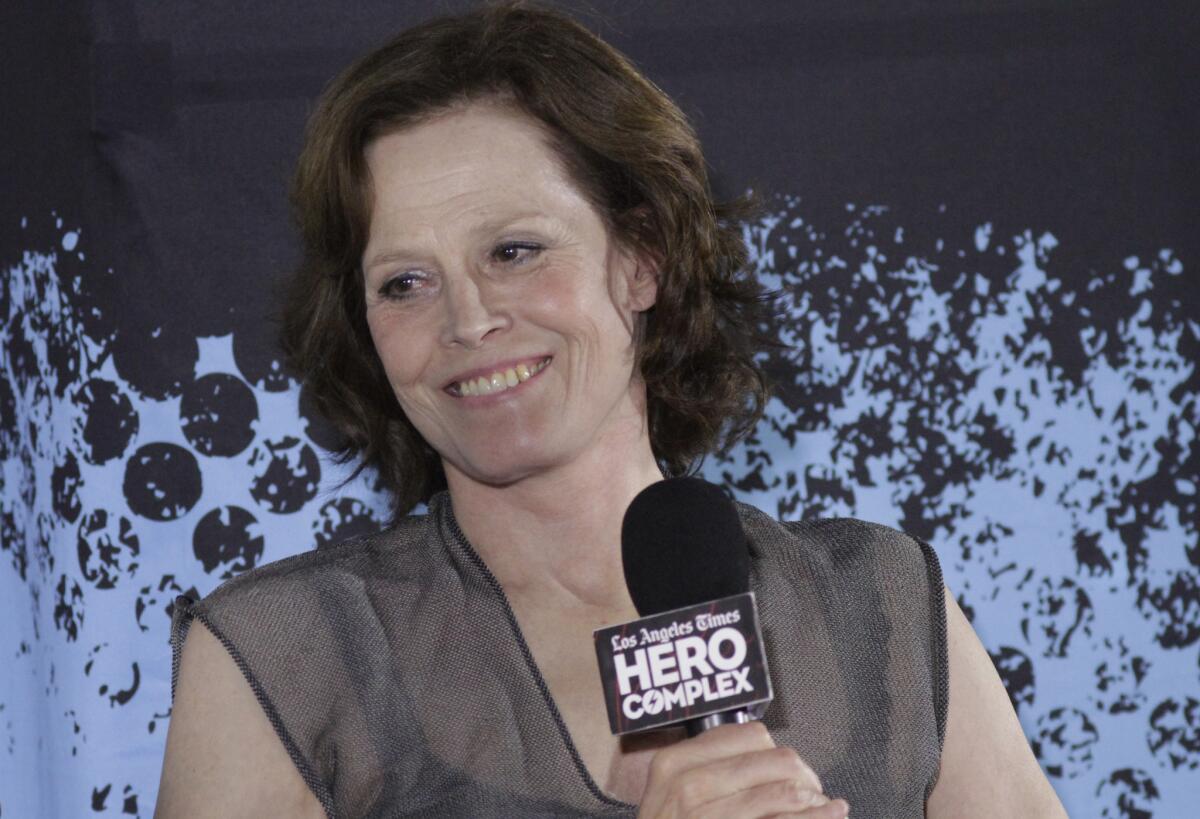 Sigourney Weaver participates in a Q&A session on the closing night of the Hero Complex Film Festival on June 1, 2014.