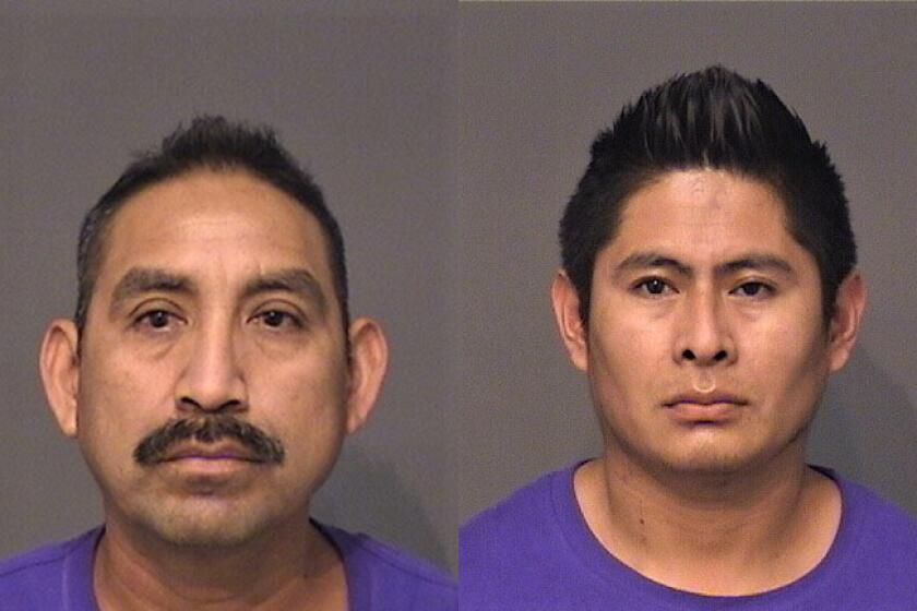 Florentino Contreras Bacilio, left, and Angel Lopez Evaristo, of Long Beach were arrested 