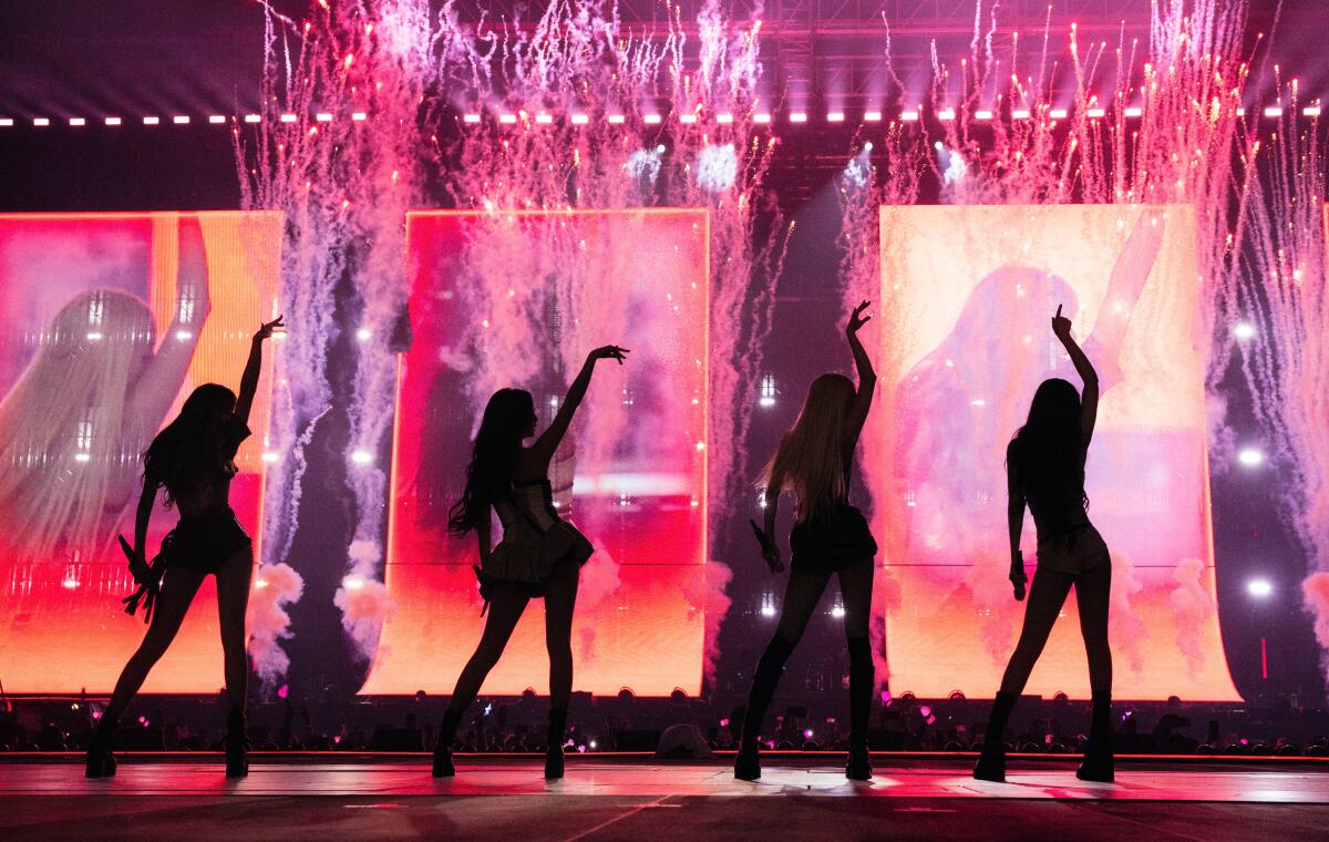 All four Blackpink members perform at SoFi Stadium.