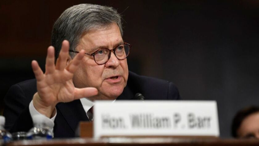 Atty. Gen. William Barr testifying before the Senate Judiciary Committee on Capitol Hill in May.