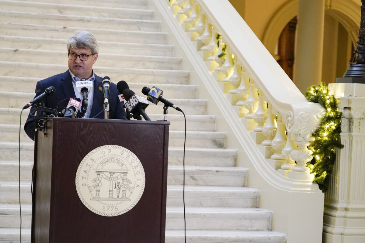 Gabriel Sterling, a top Georgia elections official, speaks at a Nov. 30 news conference in Atlanta.