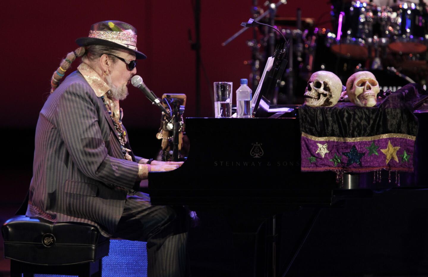 Dr. John, New Orleans keyboardist-bandleader, along with the Nite Trippers, Nicholas Payton, Terence Blanchard, Marcus Belgrave, the Blind Boys of Alabama, Dee Dee Bridgewater and others, performs during the "Props to Pops: Dr. John's Tribute to Louis Armstrong" at the Hollywood Bowl.
