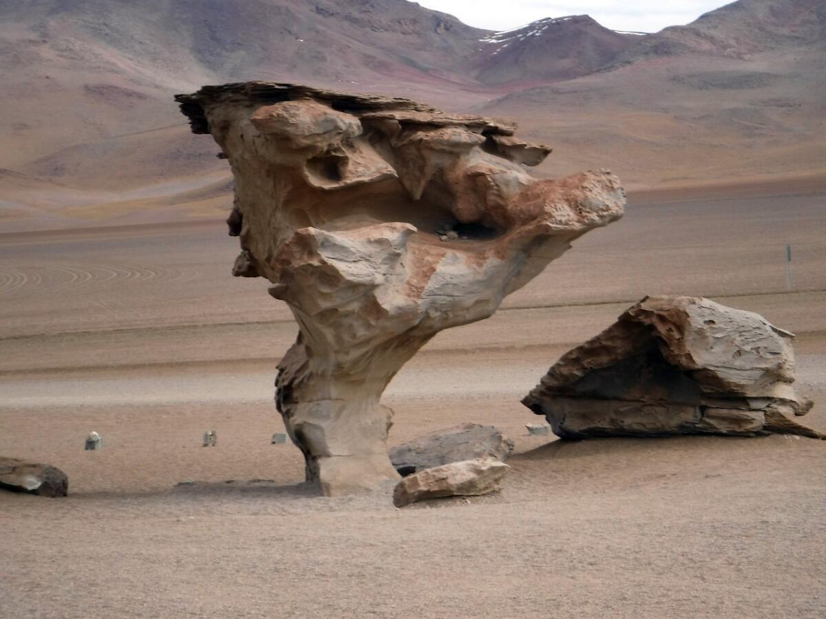 Rocks sculpted by wind in the Altiplano. Temperatures drop below freezing during the winter months of July and August.