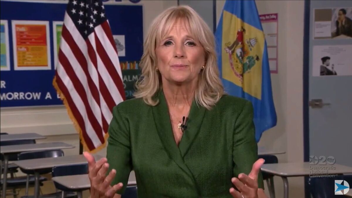 Jill Biden at the Democratic National Convention in August.