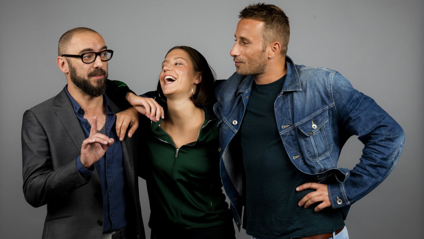 Director Michael R. Roskam actress Adele Exarchopoulos and actor Matthias Schoenaerts from the film "Racer and the Jailbird."