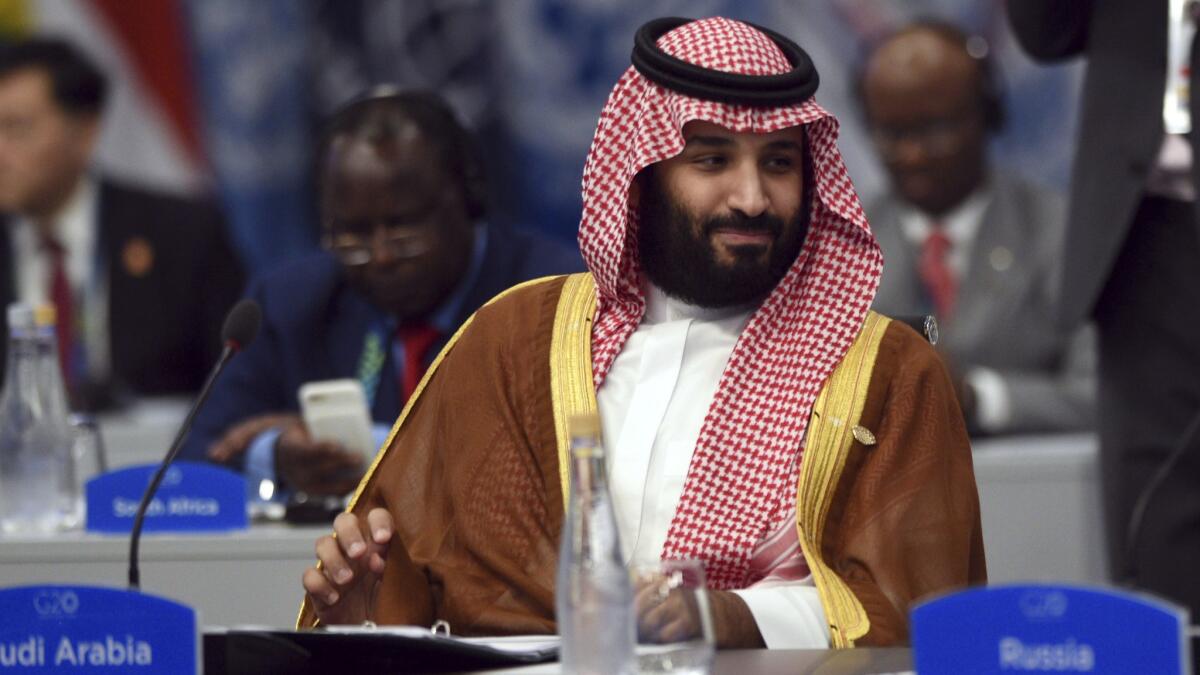 Saudi Arabia's Crown Prince Mohammed bin Salman at the G-20 summit in Buenos Aires.