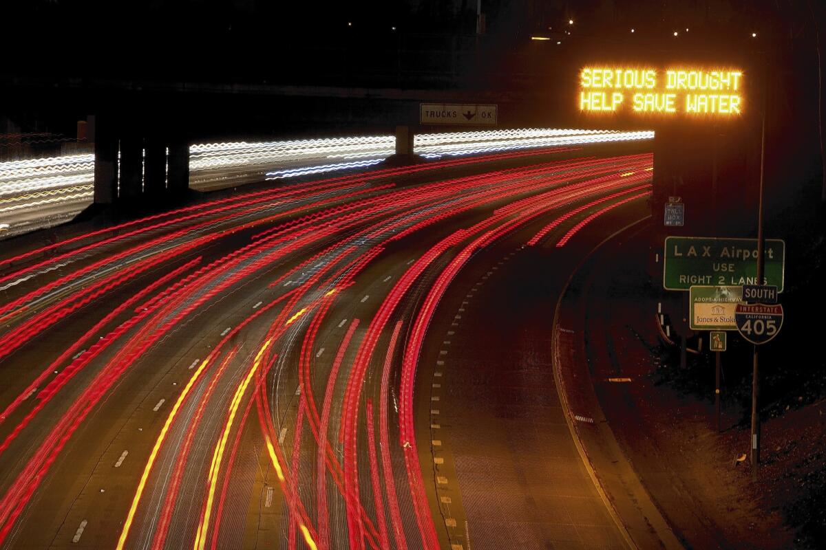 Caltrans is using freeway signs across the state to spread the word about the need to conserve water.