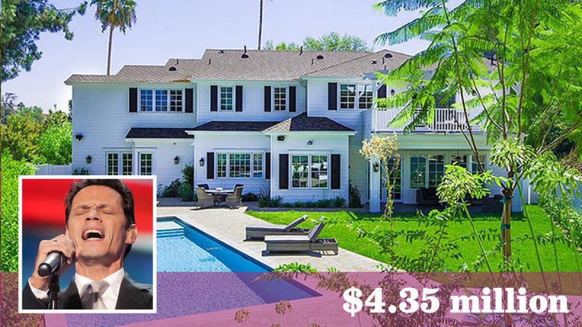 Seven months after buying, Marc Anthony has listed his Traditional-style home in Tarzana for sale at $4.35 million.