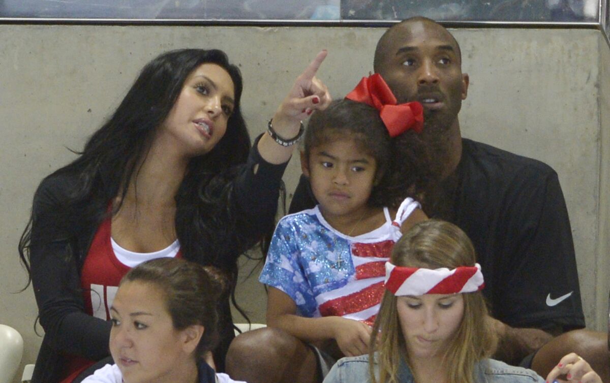 Kobe, Vanessa and Gianna Bryant at the 2012 Summer Olympics in London.