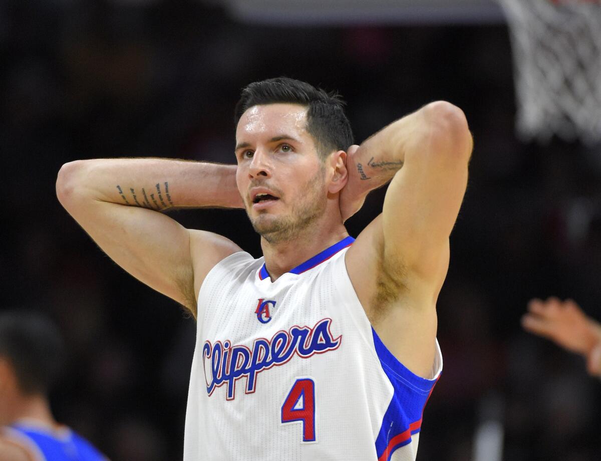 Clippers guard J.J. Redick looks on during the first half of a game on Dec. 31 against the New York Knicks.