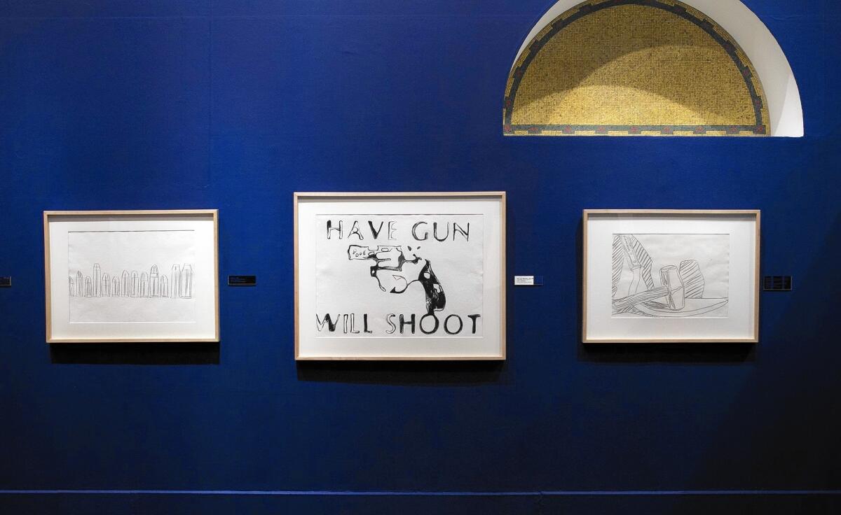 Drawings from the exhibit "The Late Drawings of Andy Warhol 1973-1987" at the Fullerton Museum Center.