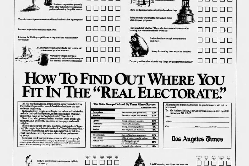 Los Angeles Times advertisement for the first Typology quiz in 1988
