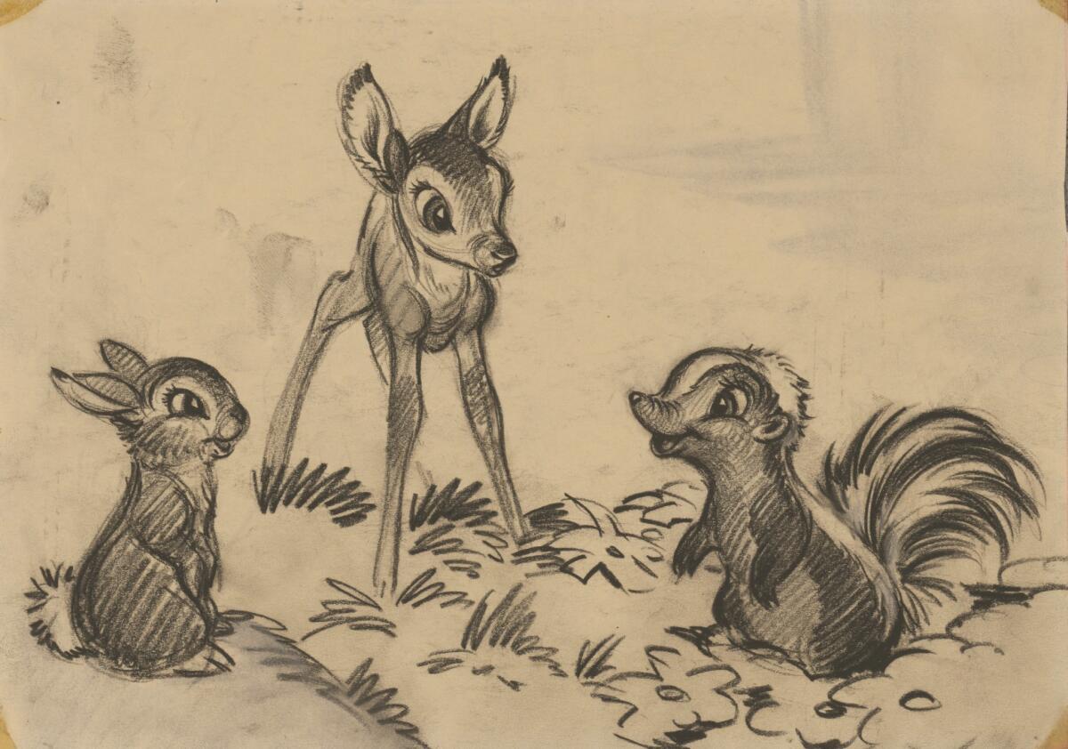 A studio sketch for the 1942 film "Bambi." (Disney)
