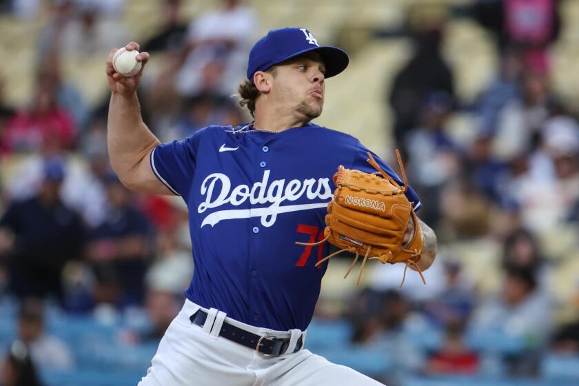 Dodgers starting pitcher Gavin Stone pitches during Monday's game. 