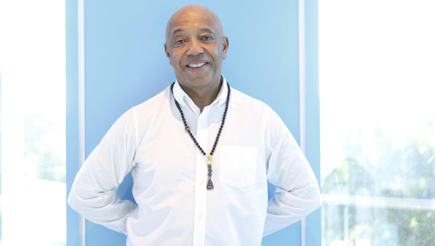 Hip-hop impresario, former reality TV star and philanthropist Russell Simmons has opened Tantris, a devotional yoga studio in West Hollywood. He says he opened Tantris "because there's no popular, trendy, cool devotional yoga studio out there. Tantris will mix yoga with Kanye West."