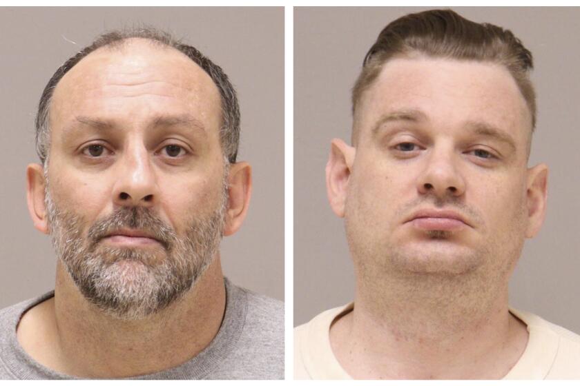 This combo of images provided by the Kent County, Mich., Jail. shows Barry Croft Jr., left, and Adam Fox. Jury selection started Tuesday, Aug. 9, 2022, in the second trial of the two men charged with conspiring to kidnap Michigan Gov. Gretchen Whitmer in 2020 over their disgust with restrictions early in the COVID-19 pandemic. Prosecutors are putting Adam Fox and Barry Croft Jr. on trial again after a jury in April couldn't reach a verdict. Two co-defendants were acquitted and two more pleaded guilty earlier. (Kent County Sheriff's Office via AP)